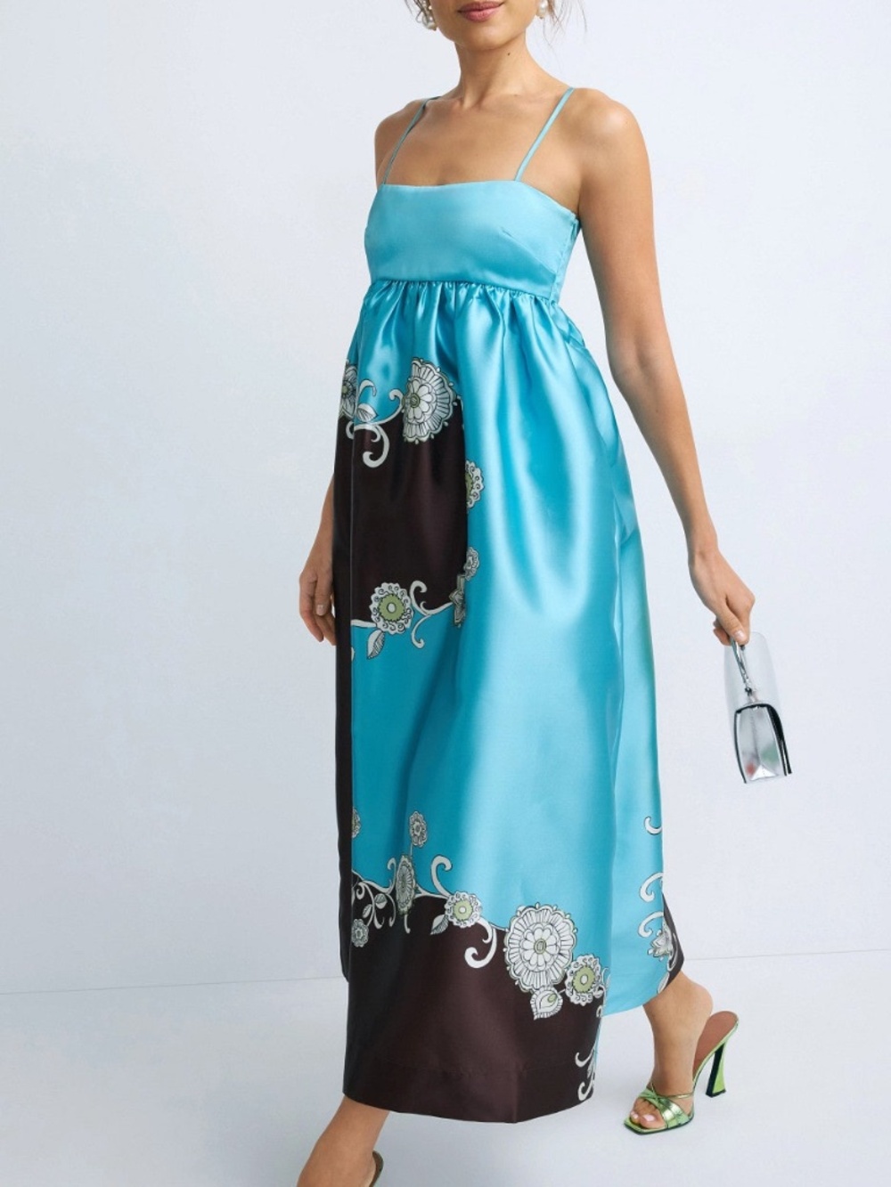 Alemais Gia Dress Gown Floral Blue Tie - Size US 8